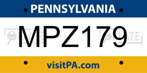 MPZ179 Pennsylvania License Plate