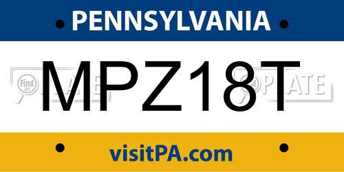 MPZ18T Pennsylvania License Plate