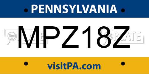 MPZ18Z Pennsylvania License Plate