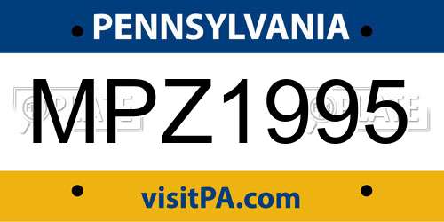 MPZ1995 Pennsylvania License Plate