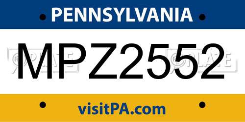 MPZ2552 Pennsylvania License Plate