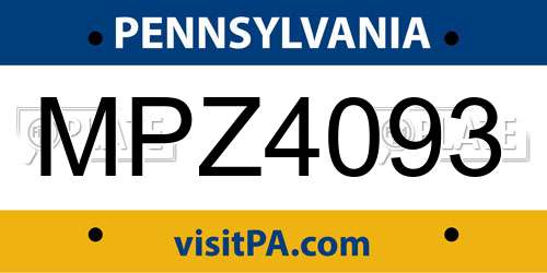 MPZ4093 Pennsylvania License Plate