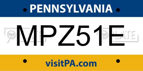 MPZ51E Pennsylvania License Plate