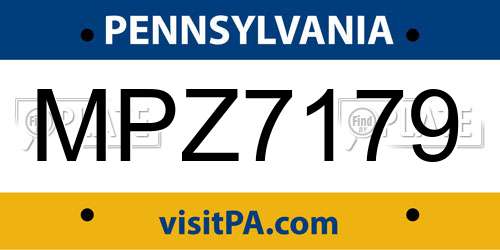 MPZ7179 Pennsylvania License Plate