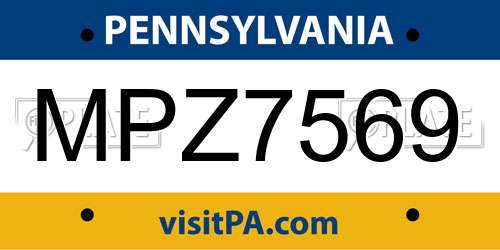 MPZ7569 Pennsylvania License Plate