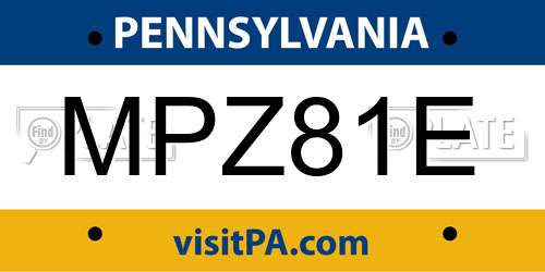 MPZ81E Pennsylvania License Plate