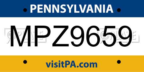 MPZ9659 Pennsylvania License Plate