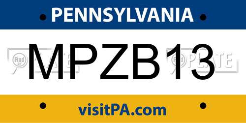 MPZB13 Pennsylvania License Plate