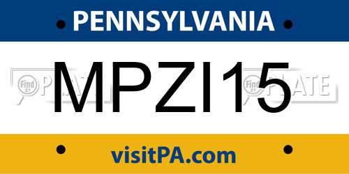 MPZI15 Pennsylvania License Plate
