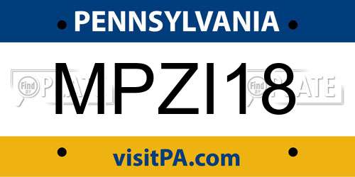 MPZI18 Pennsylvania License Plate