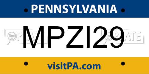 MPZI29 Pennsylvania License Plate