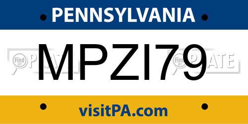 MPZI79 Pennsylvania License Plate