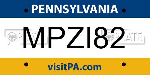 MPZI82 Pennsylvania License Plate