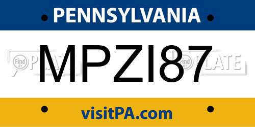 MPZI87 Pennsylvania License Plate