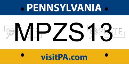 MPZS13 Pennsylvania License Plate