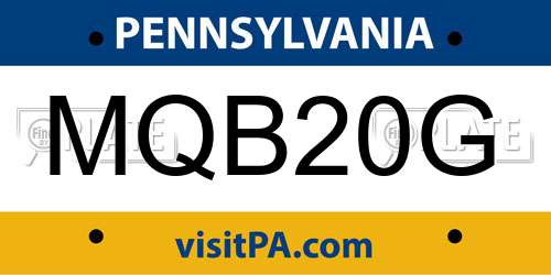 MQB20G Pennsylvania License Plate