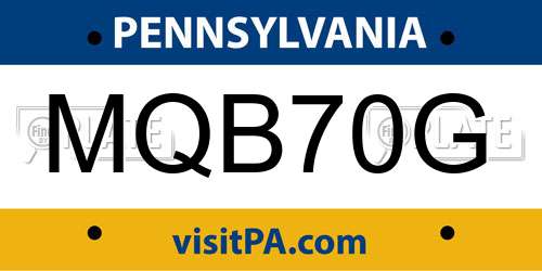 MQB70G Pennsylvania License Plate