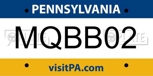 MQBB02 Pennsylvania License Plate