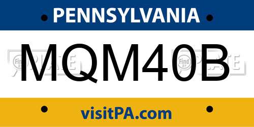 MQM40B Pennsylvania License Plate