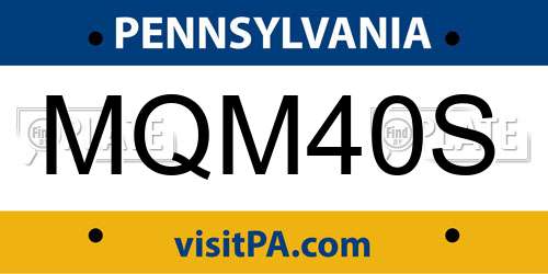 MQM40S Pennsylvania License Plate