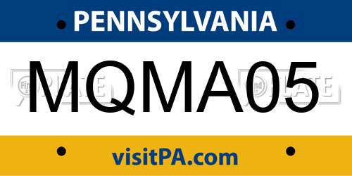 MQMA05 Pennsylvania License Plate