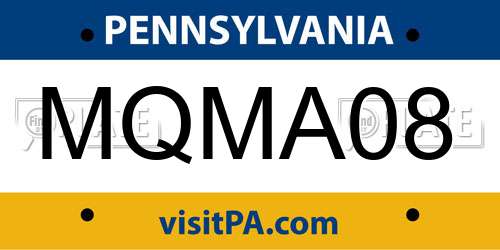 MQMA08 Pennsylvania License Plate