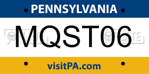MQST06 Pennsylvania License Plate