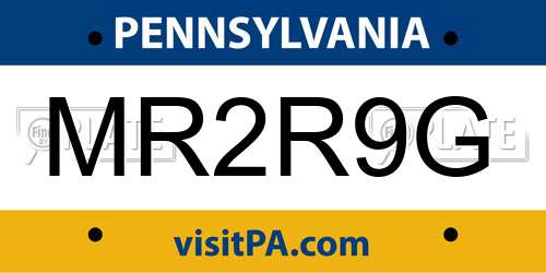 MR2R9G Pennsylvania License Plate