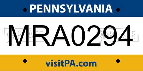 MRA0294 Pennsylvania License Plate
