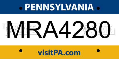 MRA4280 Pennsylvania License Plate