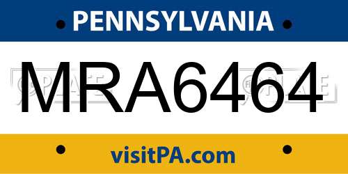 MRA6464 Pennsylvania License Plate