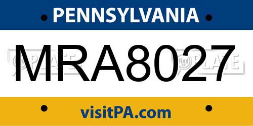 MRA8027 Pennsylvania License Plate