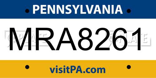 MRA8261 Pennsylvania License Plate