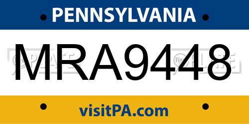 MRA9448 Pennsylvania License Plate