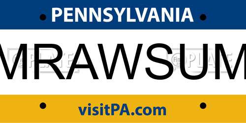 MRAWSUM Pennsylvania License Plate