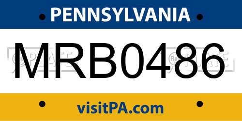 MRB0486 Pennsylvania License Plate