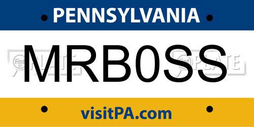 MRB0SS Pennsylvania License Plate
