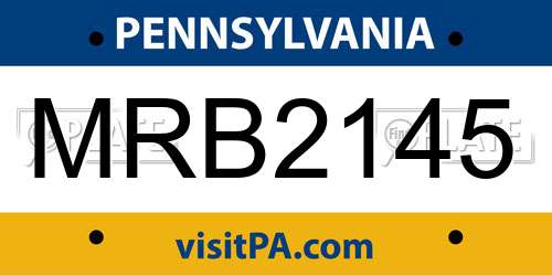 MRB2145 Pennsylvania License Plate