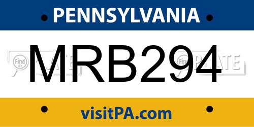 MRB294 Pennsylvania License Plate