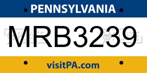 MRB3239 Pennsylvania License Plate