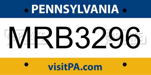 MRB3296 Pennsylvania License Plate