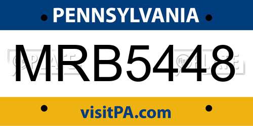 MRB5448 Pennsylvania License Plate