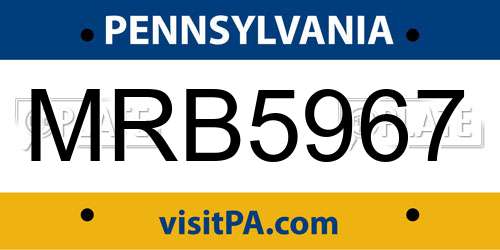 MRB5967 Pennsylvania License Plate