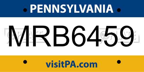 MRB6459 Pennsylvania License Plate