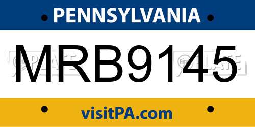 MRB9145 Pennsylvania License Plate