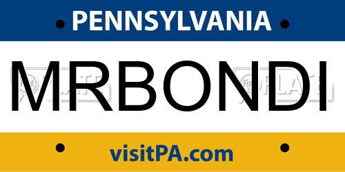 MRBONDI Pennsylvania License Plate
