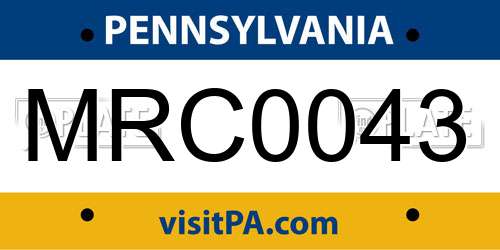 MRC0043 Pennsylvania License Plate