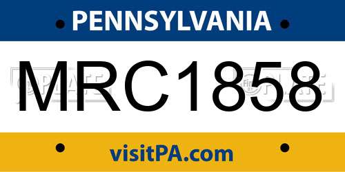 MRC1858 Pennsylvania License Plate