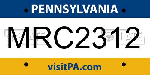 MRC2312 Pennsylvania License Plate