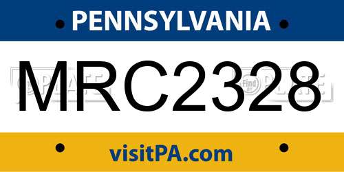 MRC2328 Pennsylvania License Plate
